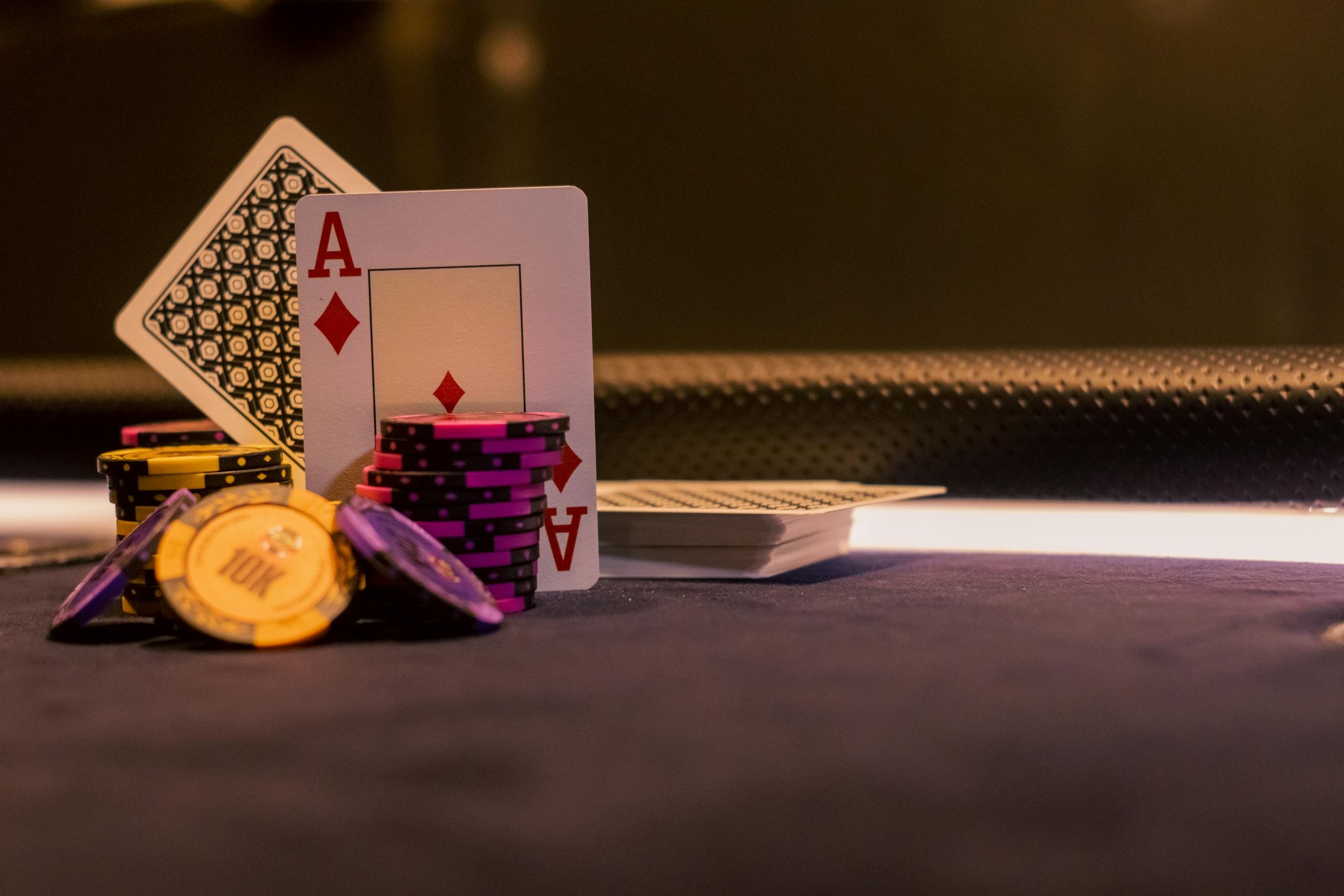 Cards and Poker Chips on the Gaming Table